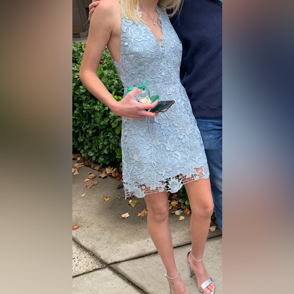 Free People Light Blue Lace Mini Dress